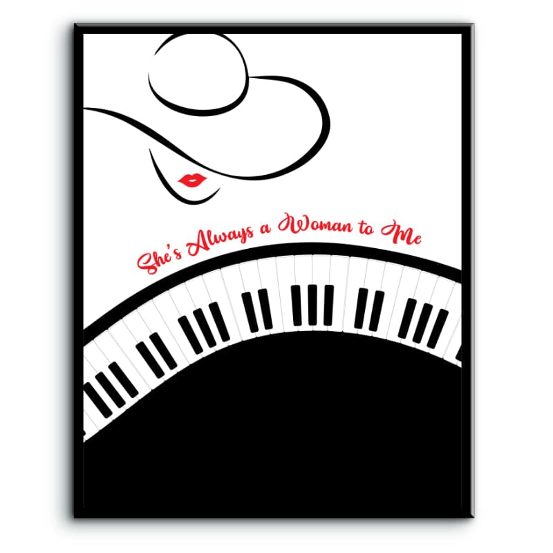 She's Always a Woman to Me by Billy Joel - Song Lyric Art Song Lyrics Art Song Lyrics Art 8x10 Plaque Mount