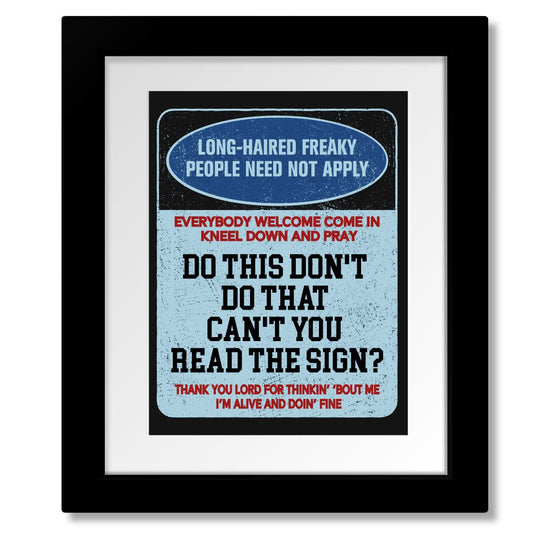 Signs by Five Man Electrical Band - 70s Rock Music Print Song Lyrics Art Song Lyrics Art 8x10 Matted and Framed Print