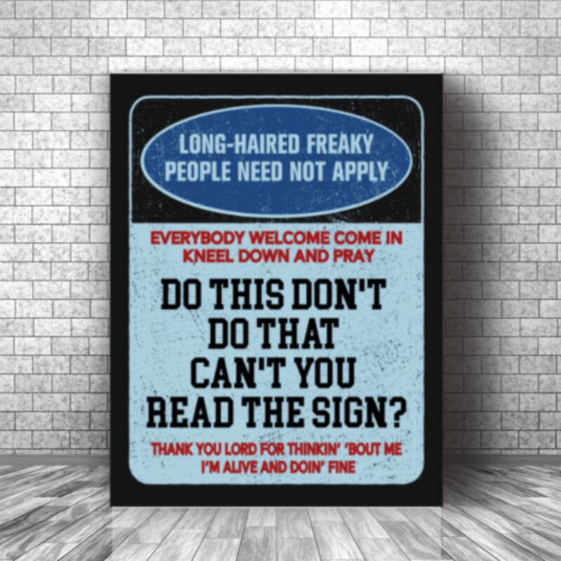 Signs by Five Man Electrical Band - 70s Rock Music Print Song Lyrics Art Song Lyrics Art 11x14 Canvas Wrap