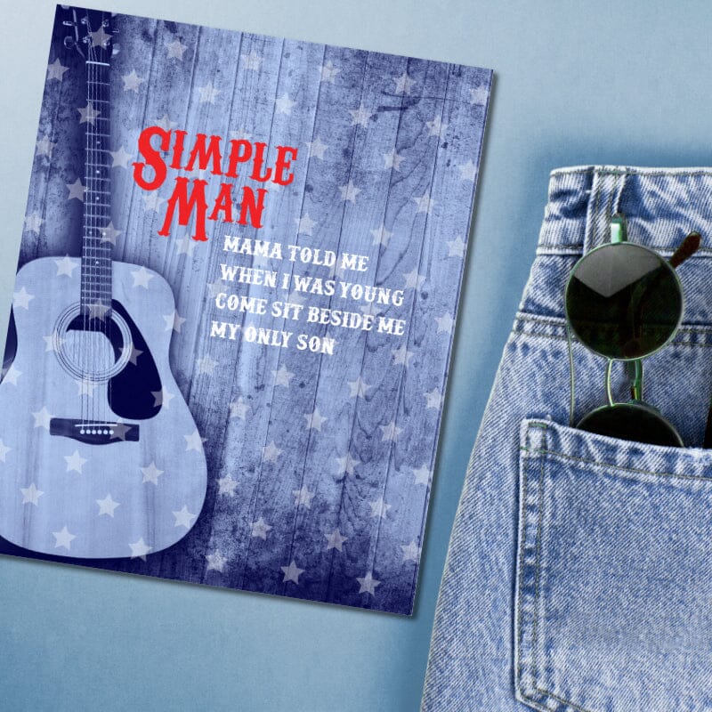 Simple Man by Lynyrd Skynyrd - Lyrical Graphic Song Print Song Lyrics Art Song Lyrics Art 8x10 Unframed Print 