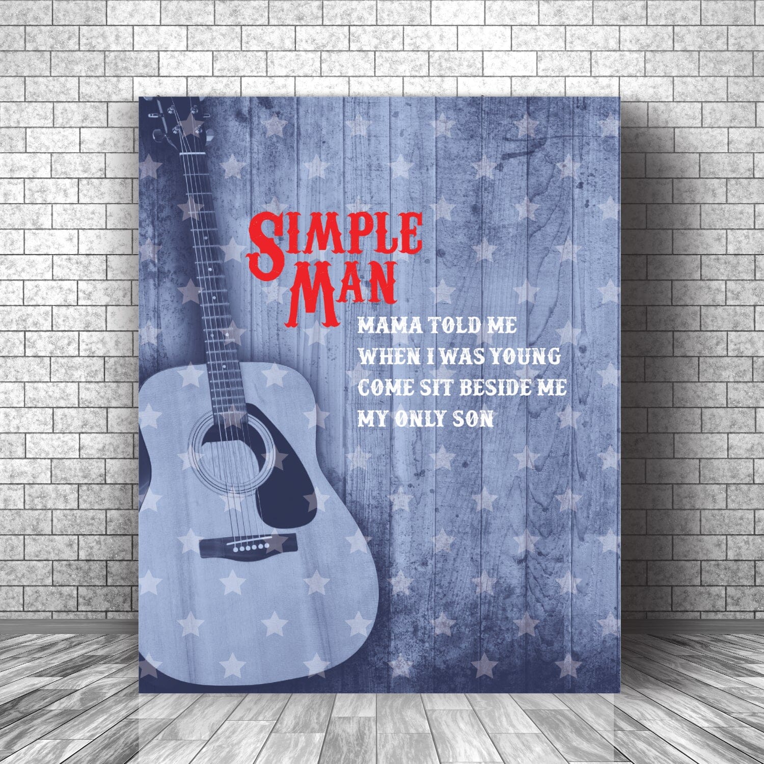 Simple Man by Lynyrd Skynyrd - Lyrical Graphic Song Print Song Lyrics Art Song Lyrics Art 16x20 Canvas Wrap 