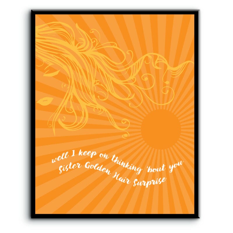 Sister Golden Hair by America Band - Lyric Wall Music Print Song Lyrics Art Song Lyrics Art 8x10 Plaque Mount