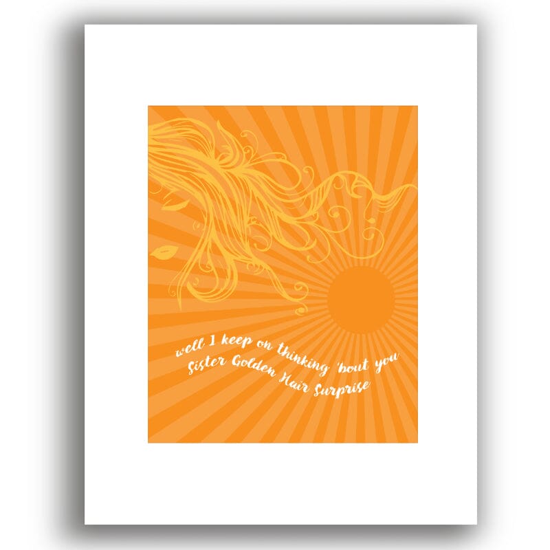 Sister Golden Hair by America Band - Lyric Wall Music Print Song Lyrics Art Song Lyrics Art 8x10 White Matted Unframed Print