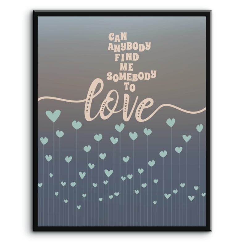 Somebody to Love by Queen - Rock Song Lyrics Artwork Print Song Lyrics Art Song Lyrics Art 8x10 Plaque Mount