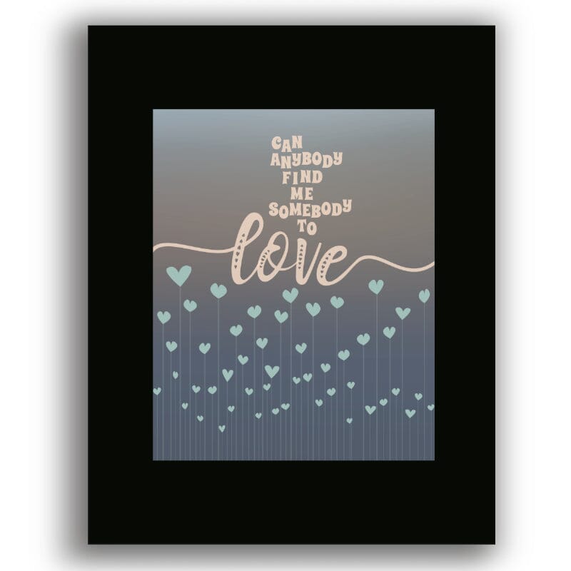 Somebody to Love by Queen - Rock Song Lyrics Artwork Print Song Lyrics Art Song Lyrics Art