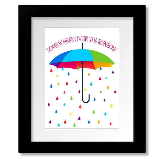 Somewhere Over the Rainbow from Wizard of Oz Art Print Song Lyrics Art Song Lyrics Art 8x10 Matted and Framed Print