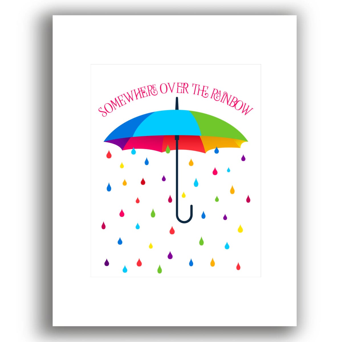 Somewhere Over the Rainbow from Wizard of Oz Art Print Song Lyrics Art Song Lyrics Art 8x10 White Matted Print