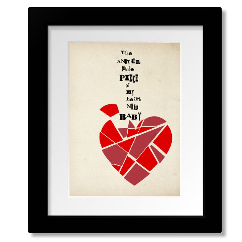 Janis Joplin Piece Of My Heart White Heart Song Lyric Wall Art Print - Red  Heart Print