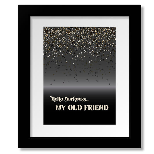 The Sound of Silence by Simon and Garfunkel - Lyric Art Song Lyrics Art Song Lyrics Art 8x10 Framed and Matted Print