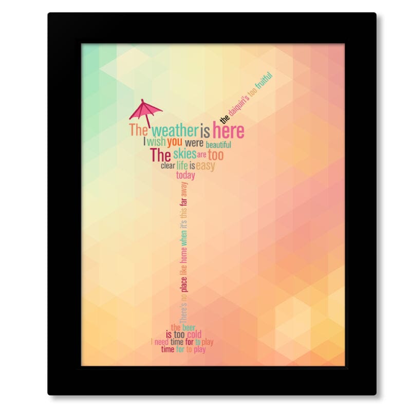 Weather is Here Wish you were Beautiful by Jimmy Buffett Art Song Lyrics Art Song Lyrics Art 8x10 Framed Print (without mat)