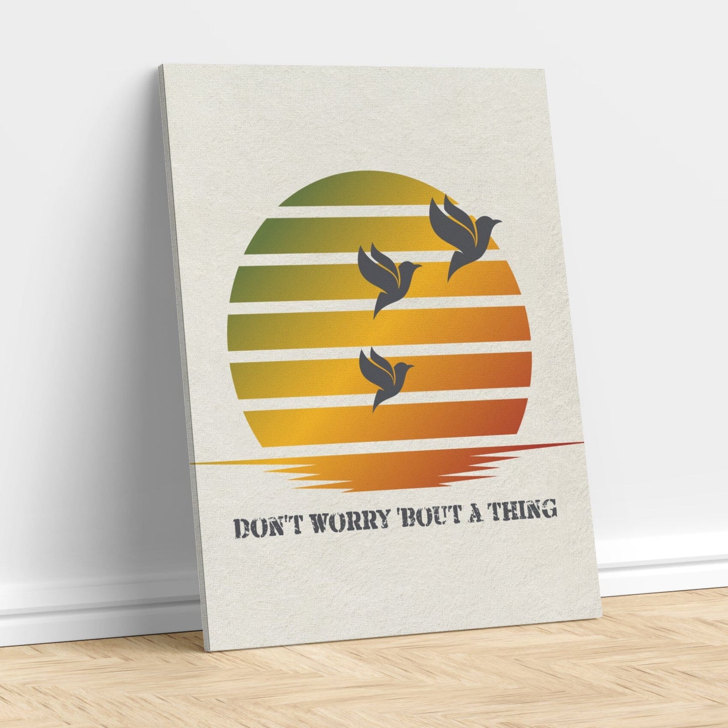 Three Little Birds by Bob Marley - Reggae Song Lyric Art Song Lyrics Art Song Lyrics Art 11x14 Canvas Wrap