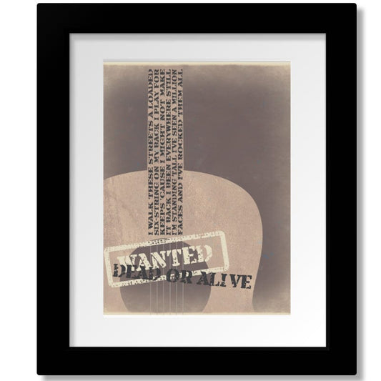Wanted Dead or Alive Bon Jovi - Song Lyric Wall Print Decor Song Lyrics Art Song Lyrics Art 8x10 Matted and Framed Print
