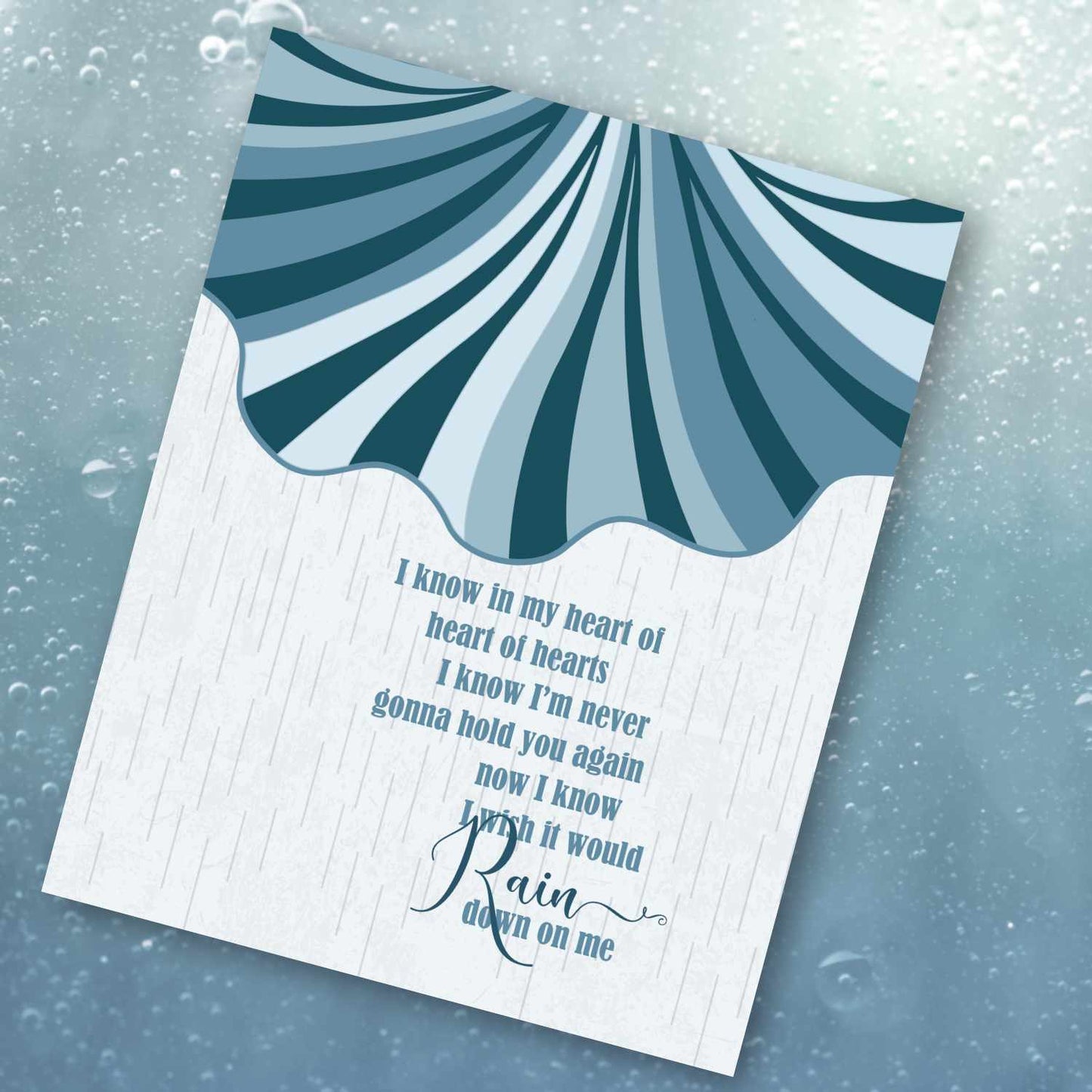 I Wish it Would Rain Down by Phil Collins - Song Lyric Poster Song Lyrics Art Song Lyrics Art 8x10 Unframed Print
