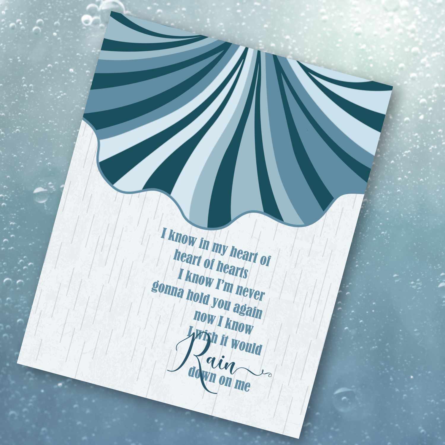 I Wish it Would Rain Down by Phil Collins - Song Lyric Poster Song Lyrics Art Song Lyrics Art 8x10 Unframed Print 