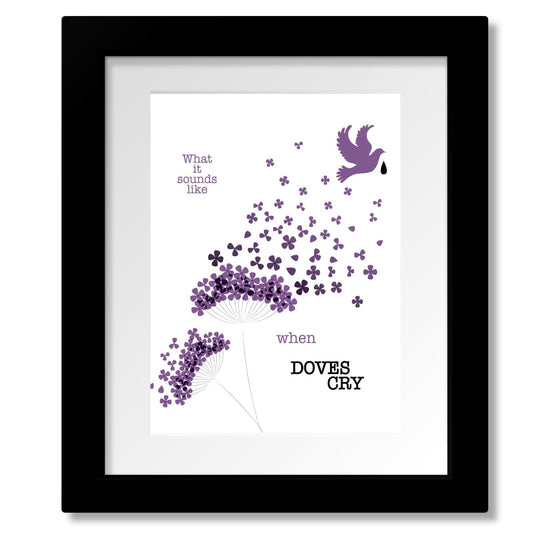 When Doves Cry by Prince - Song Lyrics Wall Art Print Poster Song Lyrics Art Song Lyrics Art 8x10 Matted and Framed Print