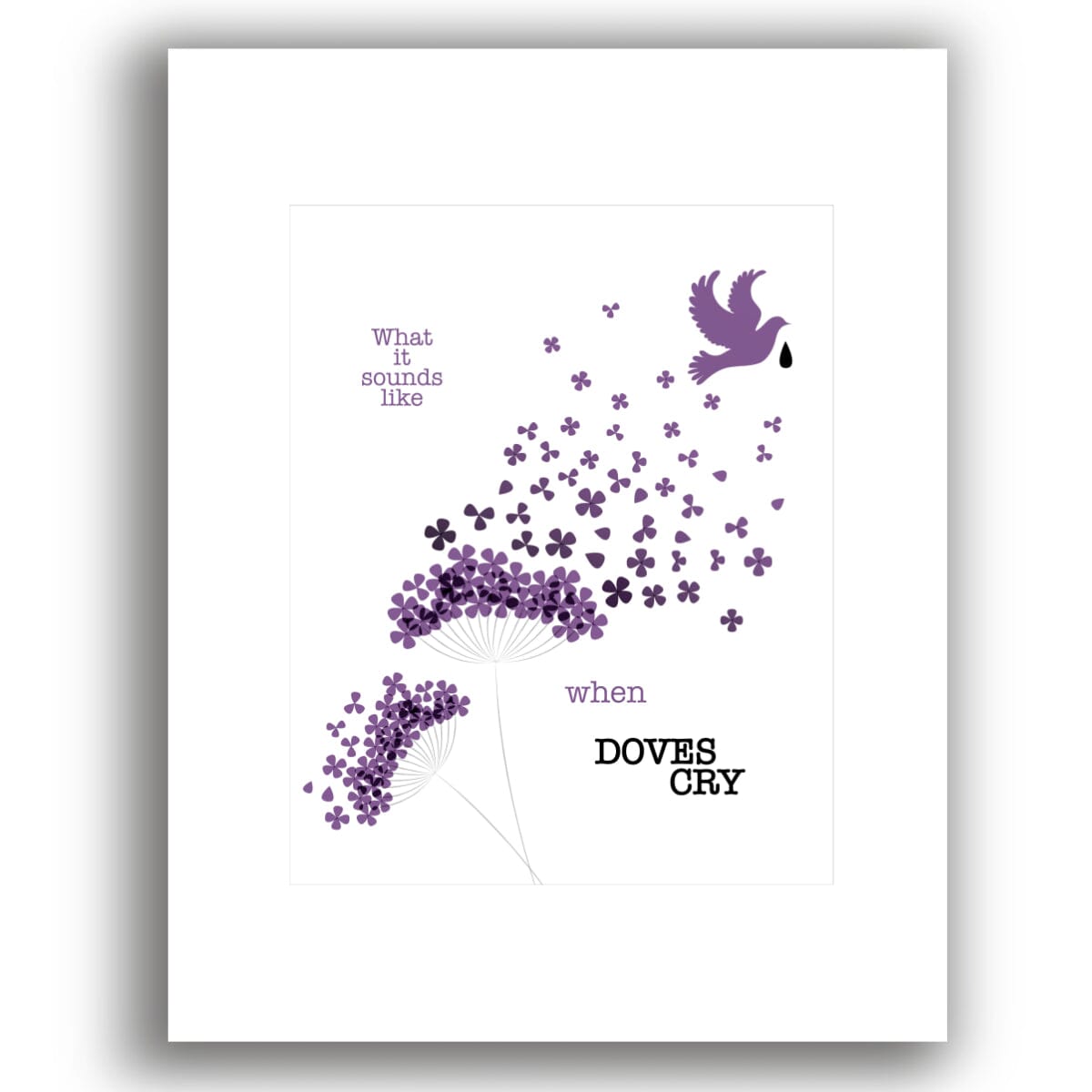 When Doves Cry by Prince - Song Lyrics Wall Art Print Poster Song Lyrics Art Song Lyrics Art 8x10 White Matted Print