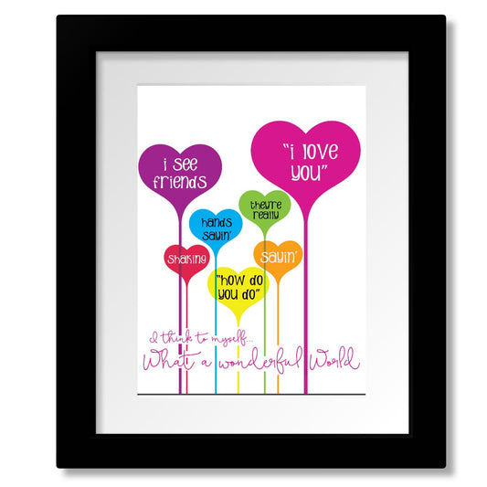 What a Wonderful World by Louie Armstrong - Wall Art Print Song Lyrics Art Song Lyrics Art 8x10 Matted and Framed Print