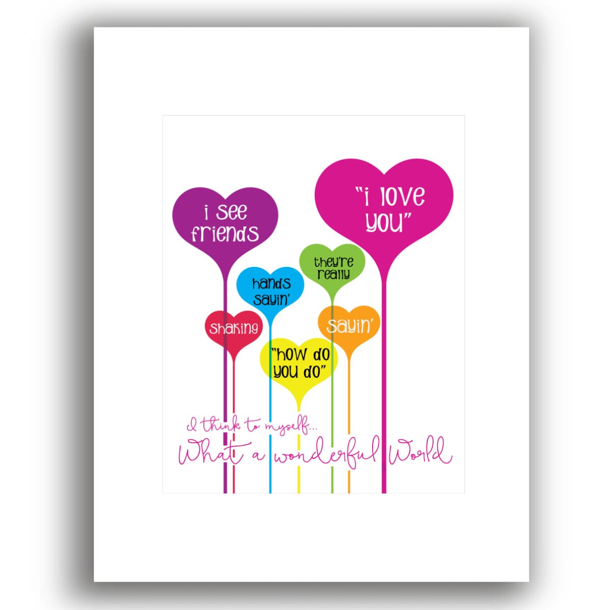 What a Wonderful World by Louie Armstrong - Wall Art Print Song Lyrics Art Song Lyrics Art 8x10 White Matted Print