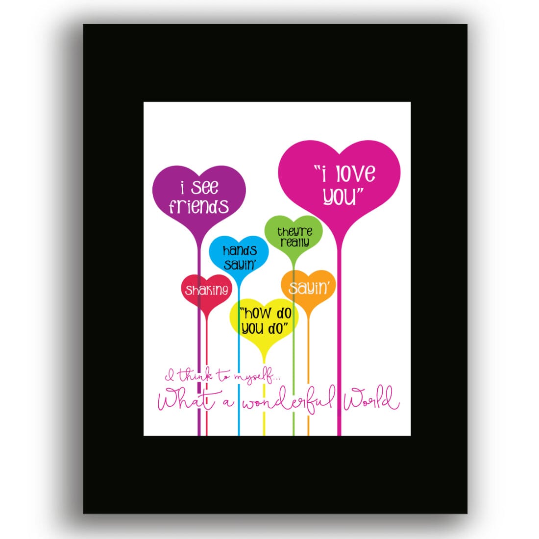 What a Wonderful World by Louie Armstrong - Wall Art Print Song Lyrics Art Song Lyrics Art 8x10 Black Matted Print