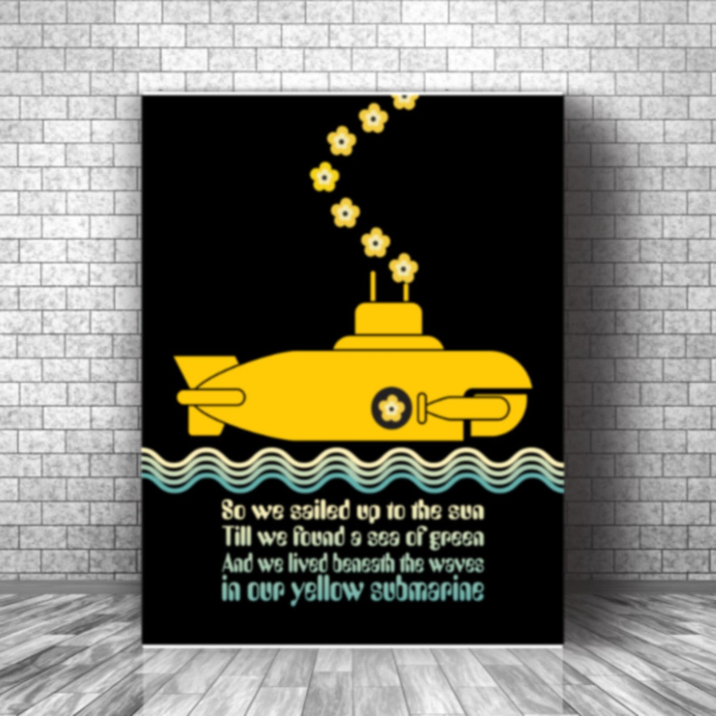 Yellow Submarine by the Beatles - Print Song Lyric Music Art Song Lyrics Art Song Lyrics Art 11x14 Canvas Wrap