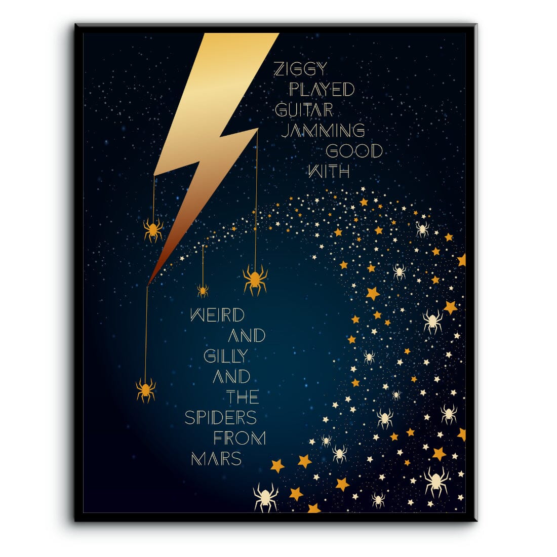 Ziggy Stardust by David Bowie - Song Lyric Visual Artwork Song Lyrics Art Song Lyrics Art 8x10 Plaque Mount