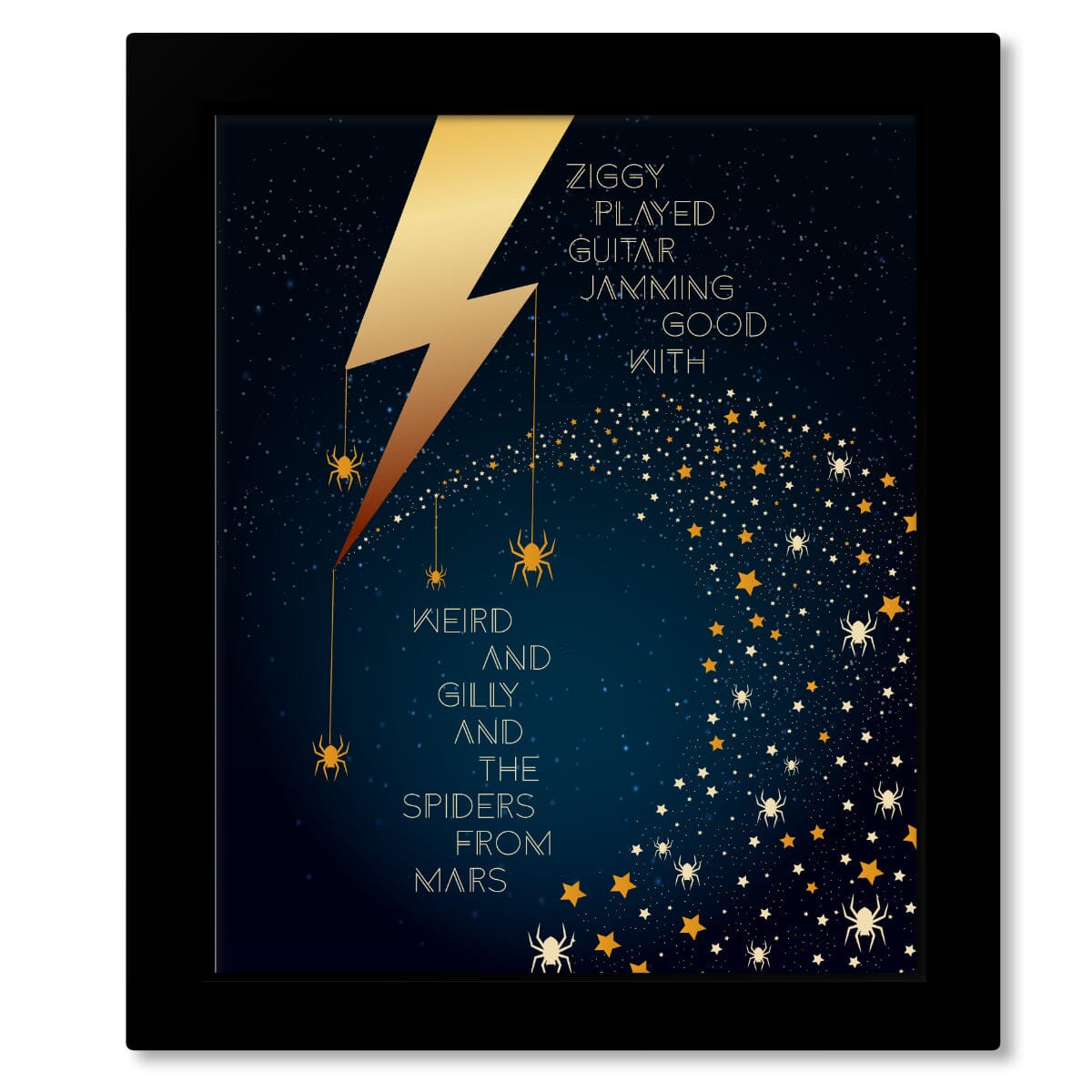 Ziggy Stardust by David Bowie - Song Lyric Visual Artwork Song Lyrics Art Song Lyrics Art 8x10 Framed Print (without mat)