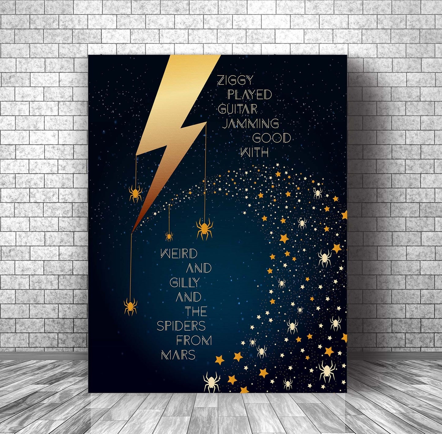 Ziggy Stardust by David Bowie - Song Lyric Visual Artwork Song Lyrics Art Song Lyrics Art 11x14 Canvas Wrap