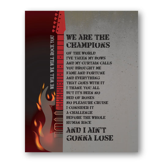 We Will Rock You, We are the Champions by Queen - Lyric Art