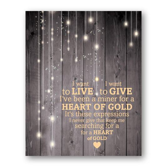 Heart of Gold by Neil Young - Lyric Song Art Wall Print