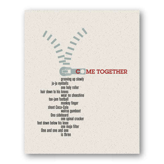 Come Together by the Beatles - Song Lyric Art Wall Print