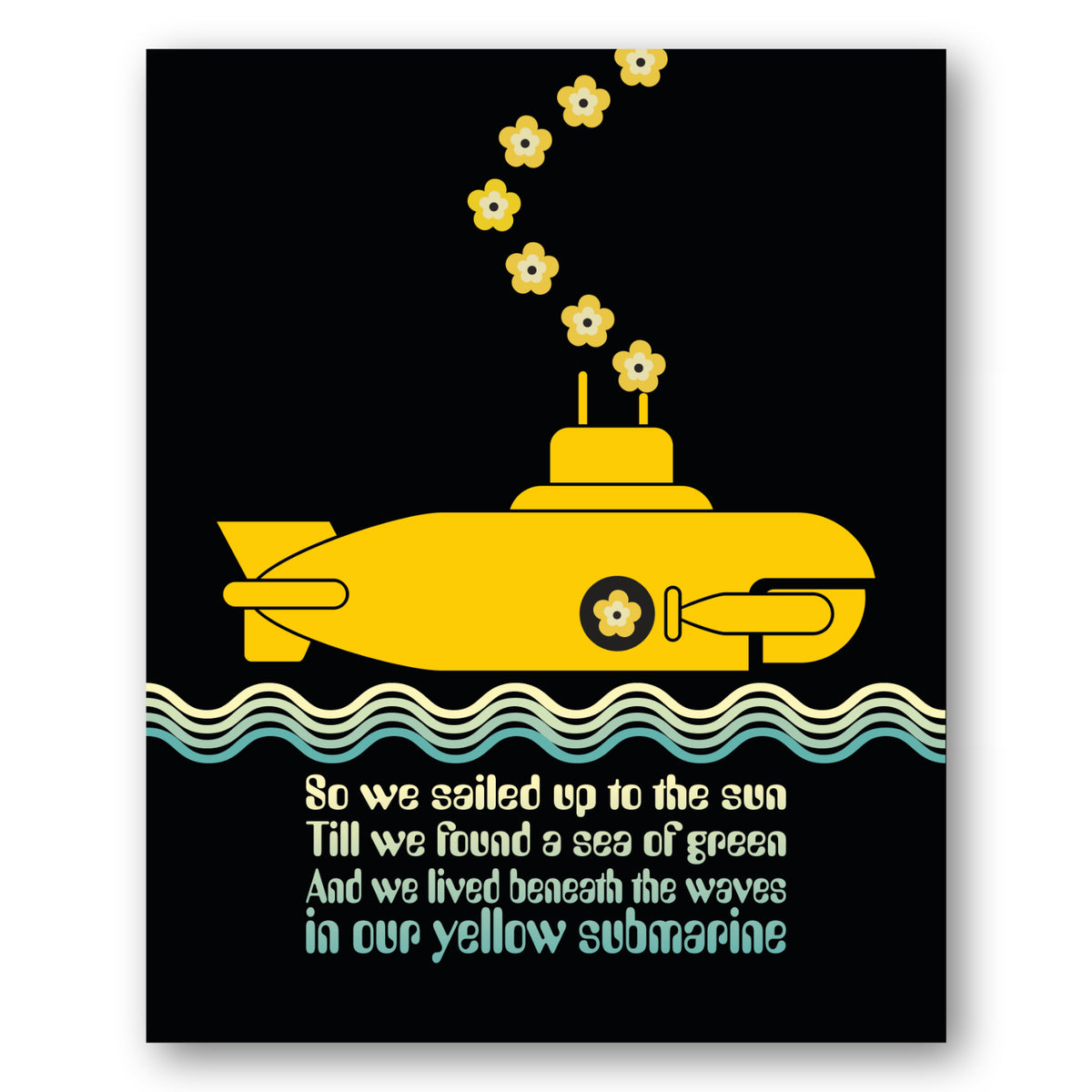 Yellow Submarine by the Beatles - Print Song Lyric Music Art