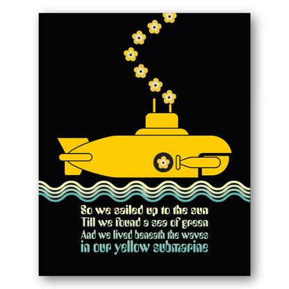 Yellow Submarine by the Beatles - Print Song Lyric Music Art