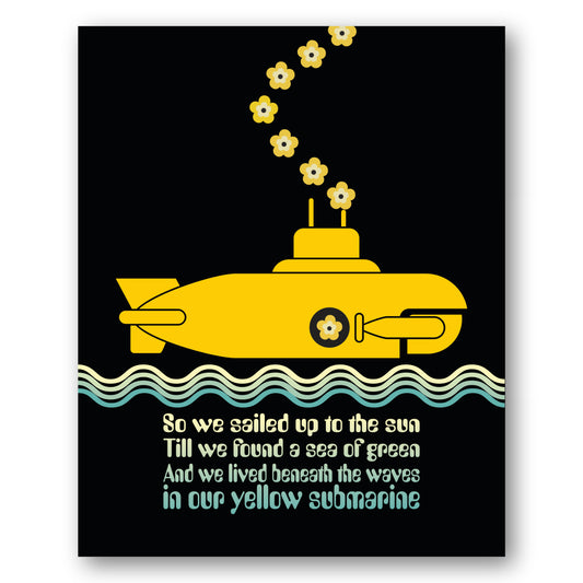 Yellow Submarine by the Beatles - Print Song Lyric Music Art