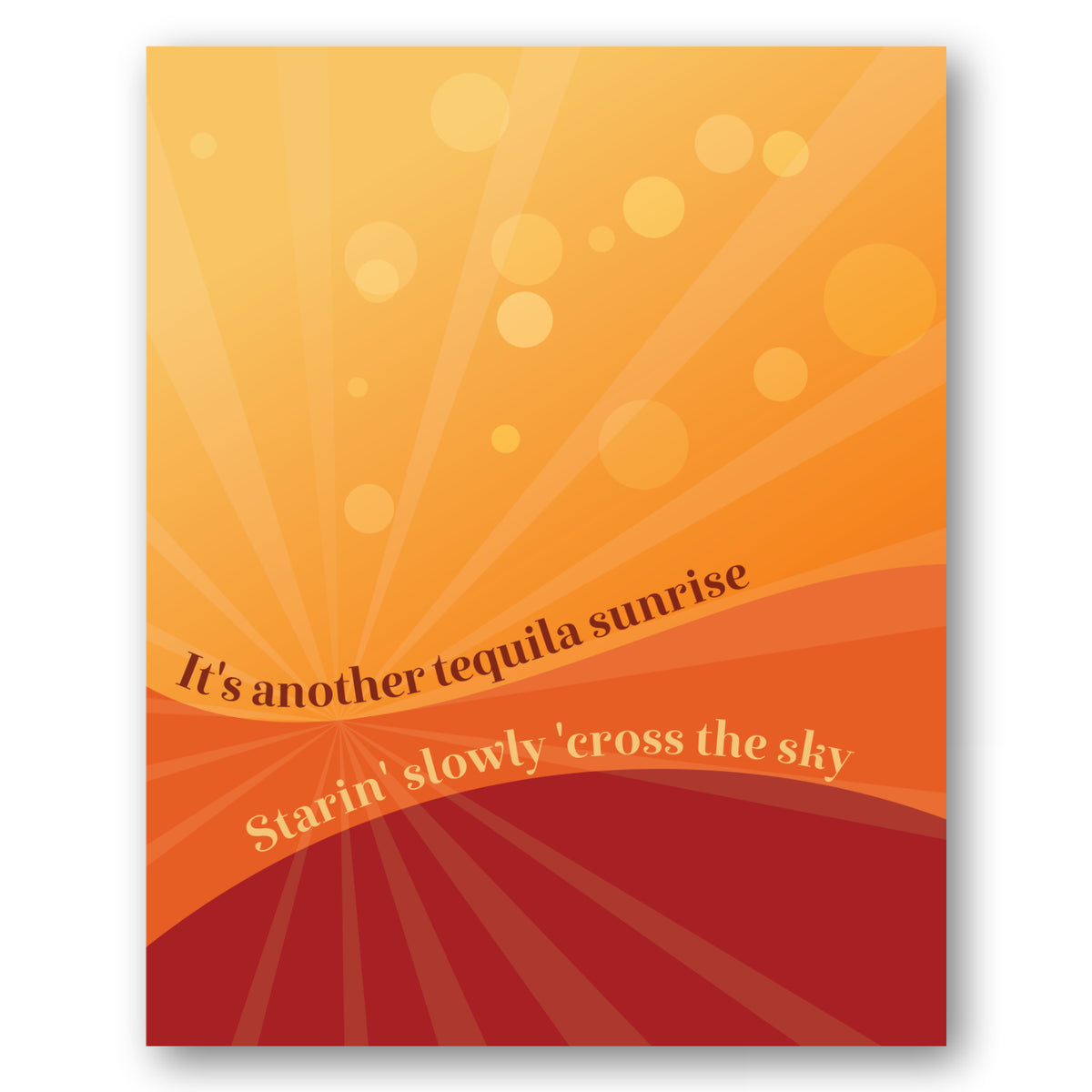 Tequila Sunrise by the Eagles - Music Song Lyric Art Print