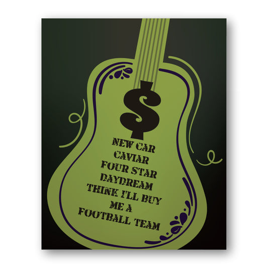 Money by Pink Floyd - Rock Music Song Lyric Art Print