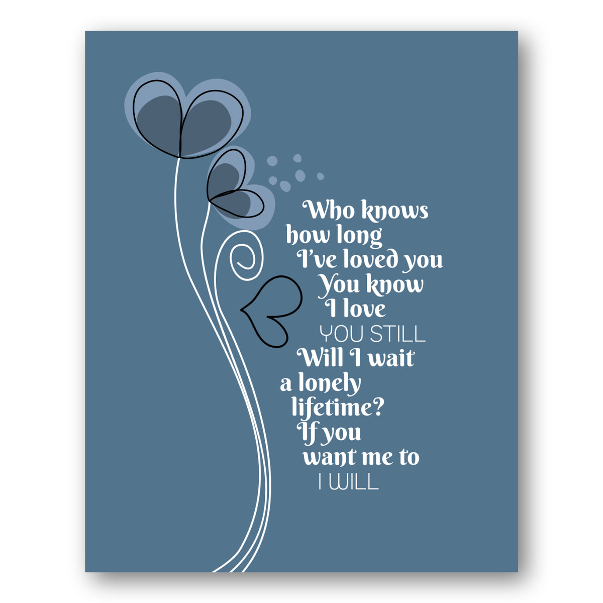 I Will by the Beatles - Song Lyrics Art Wedding Music Print