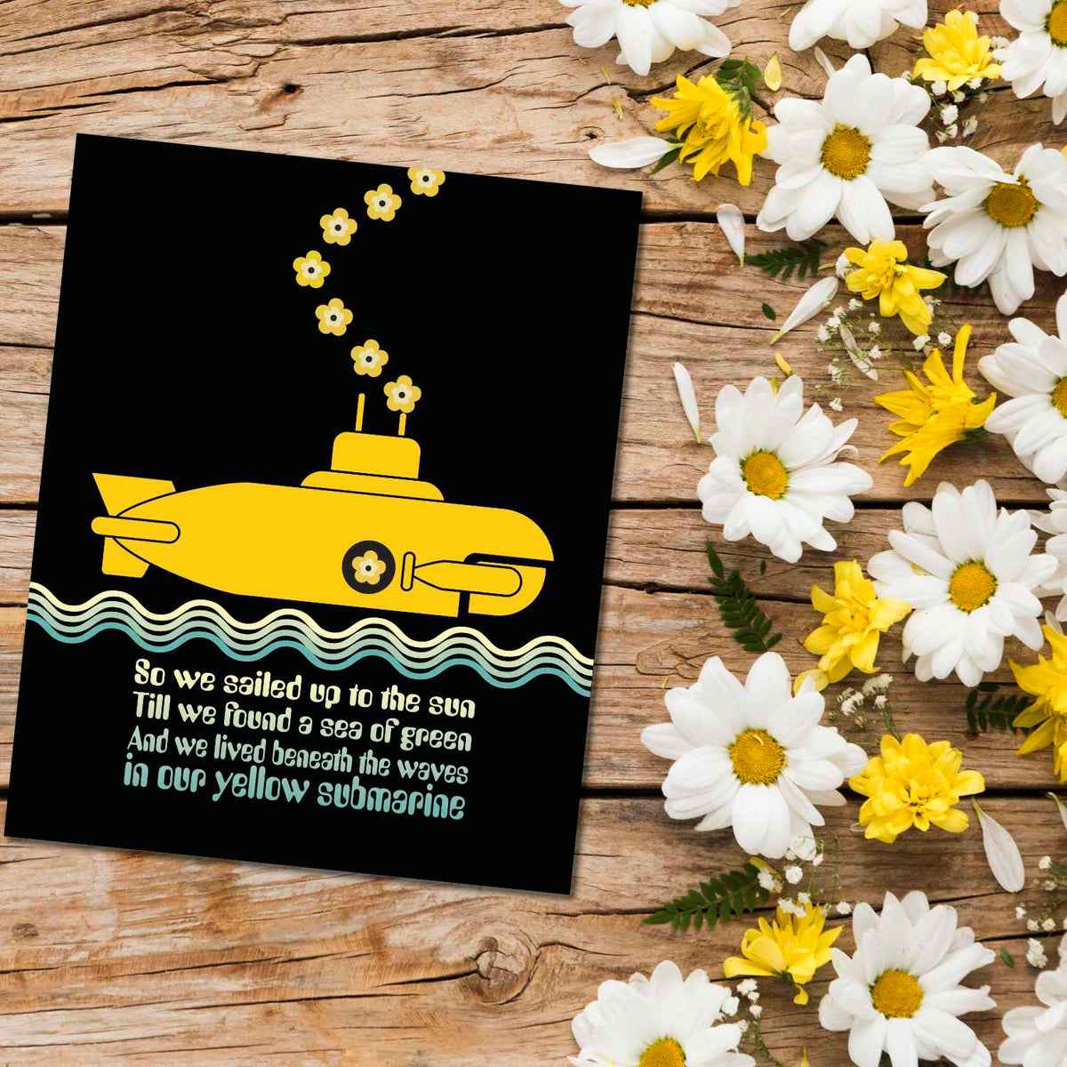 Yellow Submarine by the Beatles - Print Song Lyric Music Art