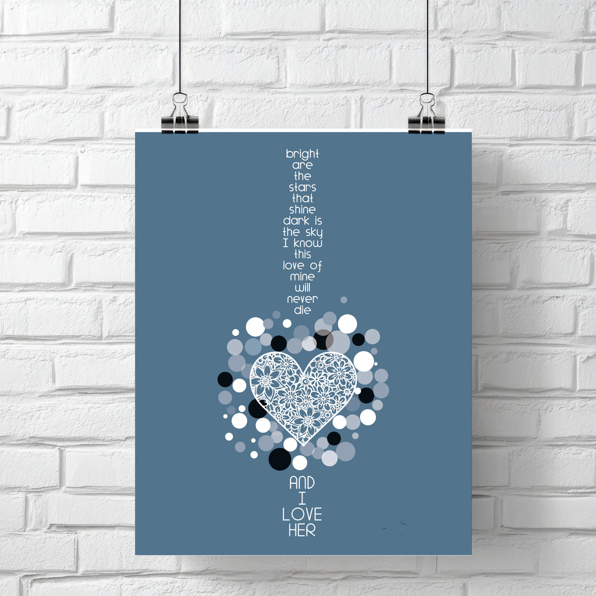And I Love Her by the Beatles - Song Lyrics Wedding Art