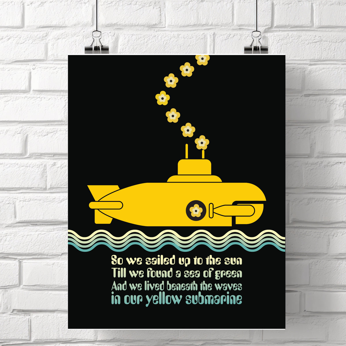 Yellow Submarine by the Beatles - Print Song Lyric Music Art