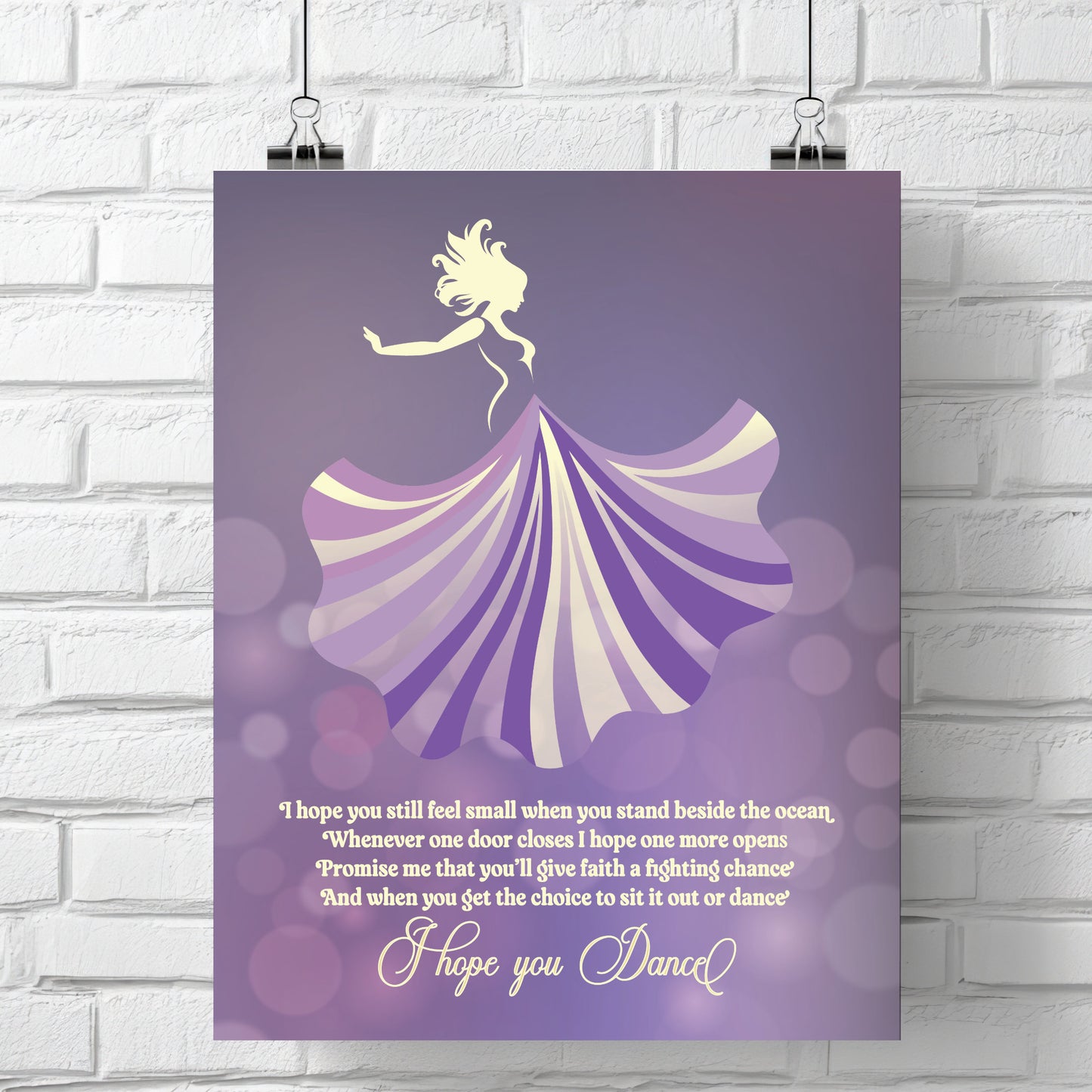 I Hope You Dance by Lee Ann Womack - Love Song Lyrics Wall Art Music Print