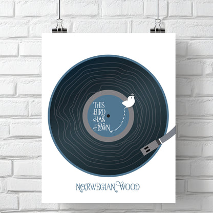 Norwegian Wood by the Beatles - Song Lyric Art Wall Poster