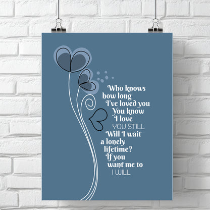 I Will by the Beatles - Song Lyrics Art Wedding Music Print