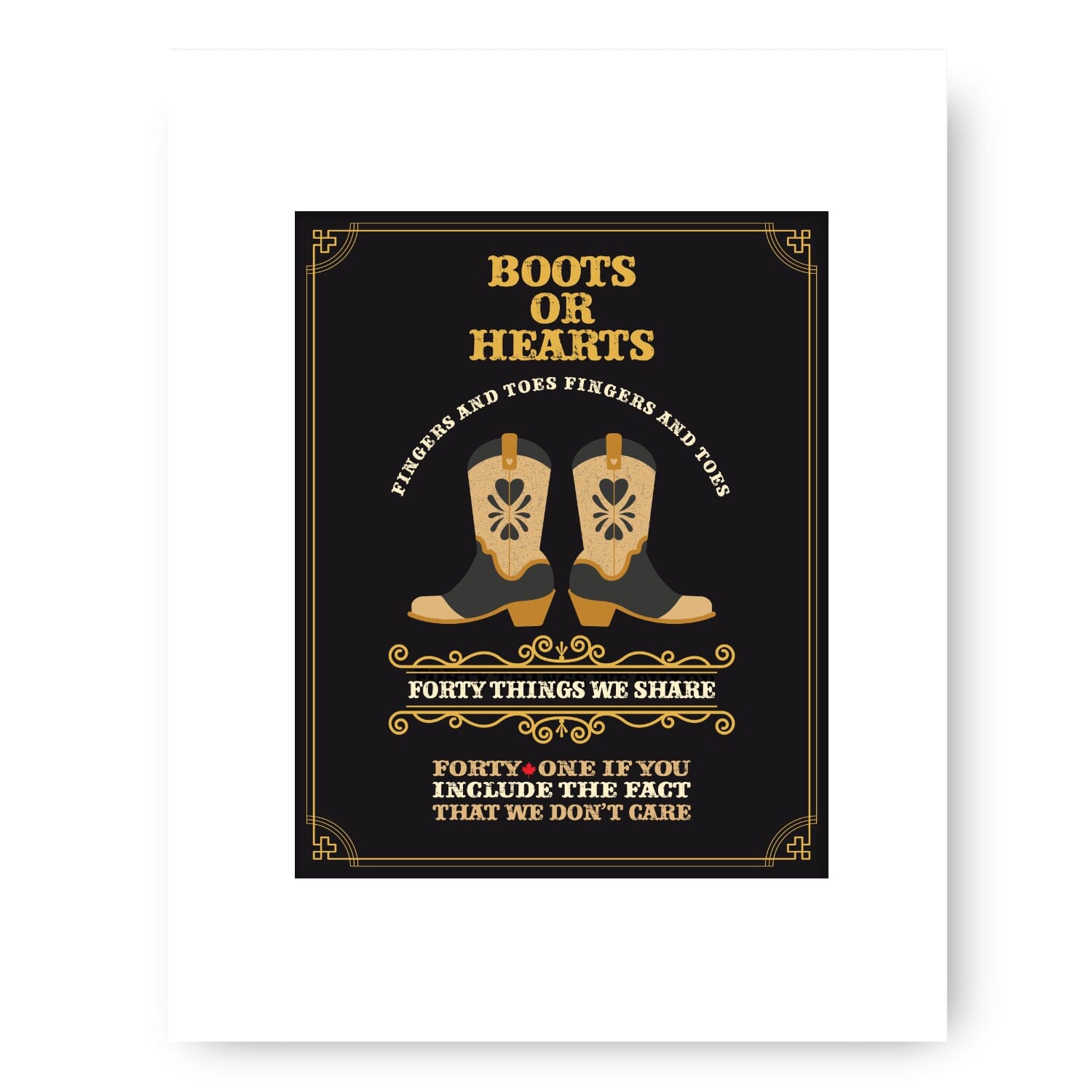 Boots or Hearts by the Tragically Hip - Music Wall Art Print Song Lyrics Art Song Lyrics Art 8x10 White Matted Print 
