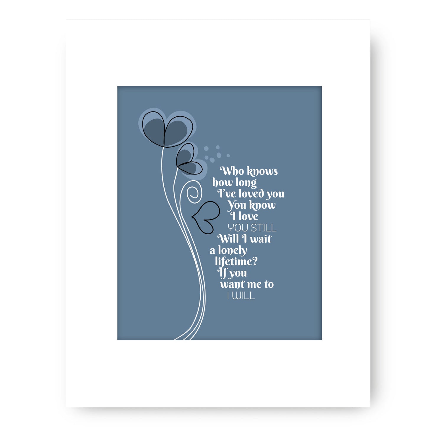 I Will by the Beatles - Song Lyrics Art Wedding Music Print
