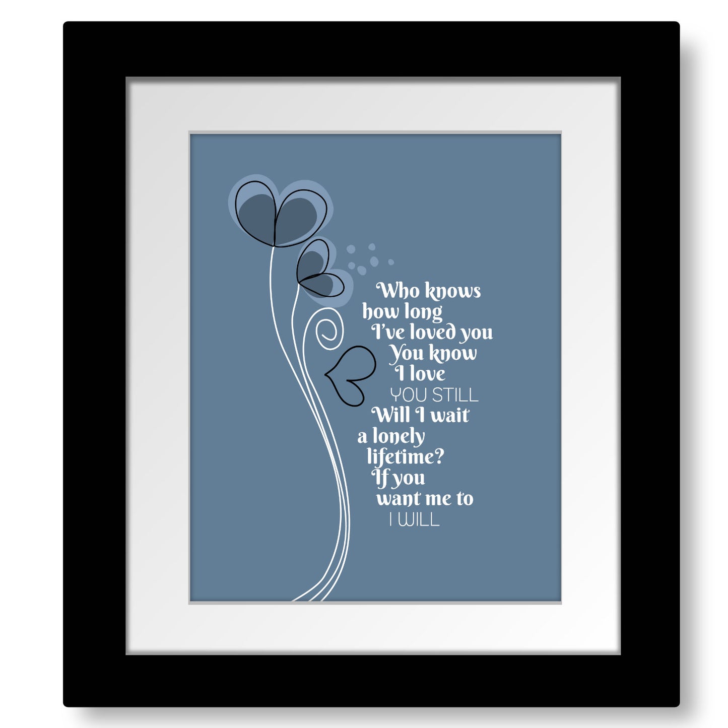 I Will by the Beatles - Song Lyrics Art Wedding Music Print
