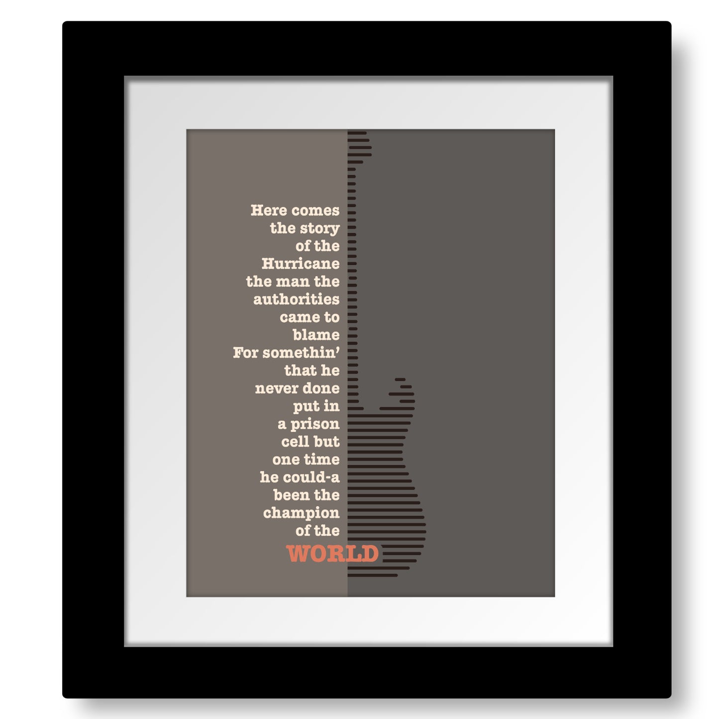 Hurricane by Bob Dylan - Song Lyric Art Print Rock Music