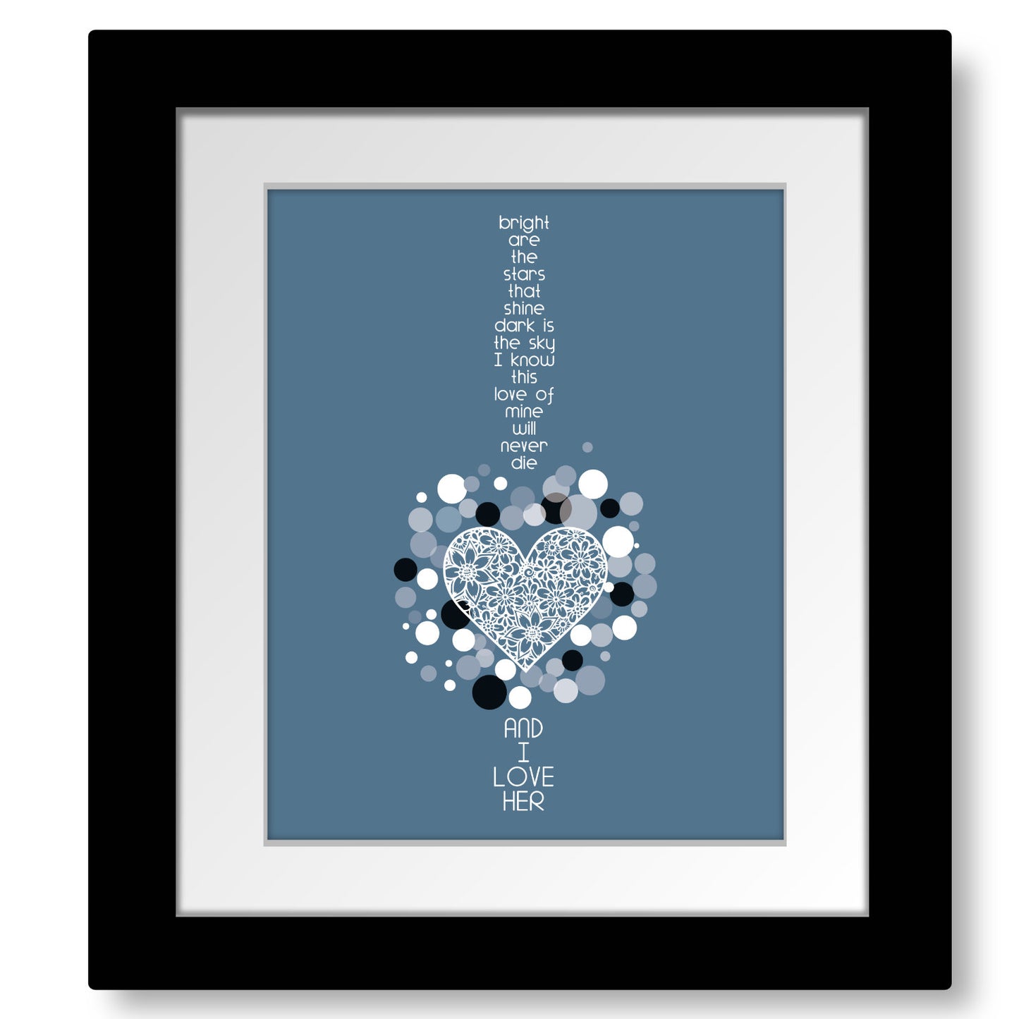 And I Love Her by the Beatles - Song Lyrics Wedding Art