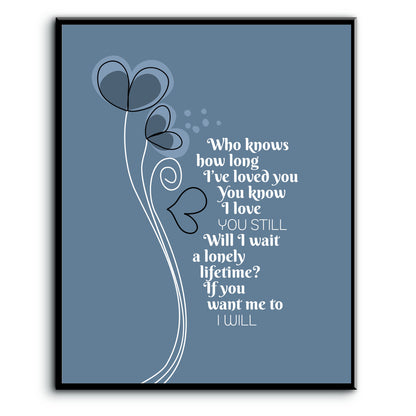 I Will by the Beatles - Song Lyrics Art Wedding Music Print