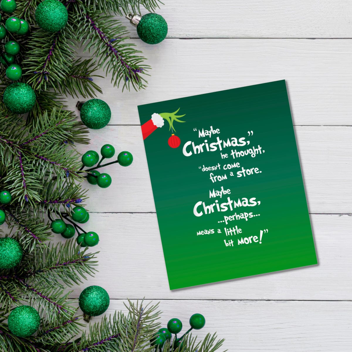 The Christmas Grinch - Dr. Suess Quote Print - Green Version Song Lyrics Art Song Lyrics Art 8x10 Unframed Print 