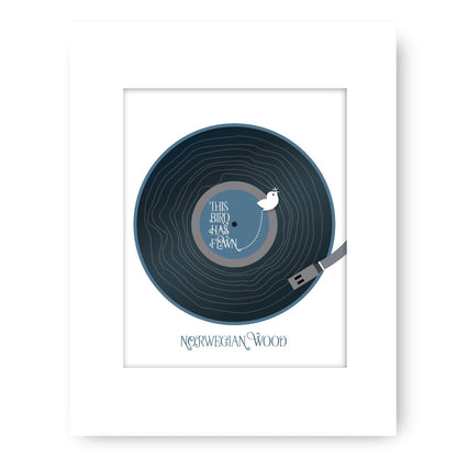 Norwegian Wood by the Beatles - Song Lyric Art Wall Poster Song Lyrics Art Song Lyrics Art 8x10 White Matted Print 